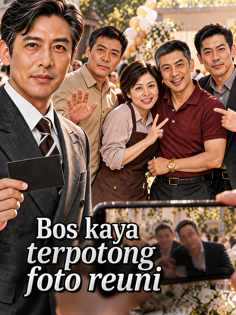 Bos kaya terpotong foto reuni