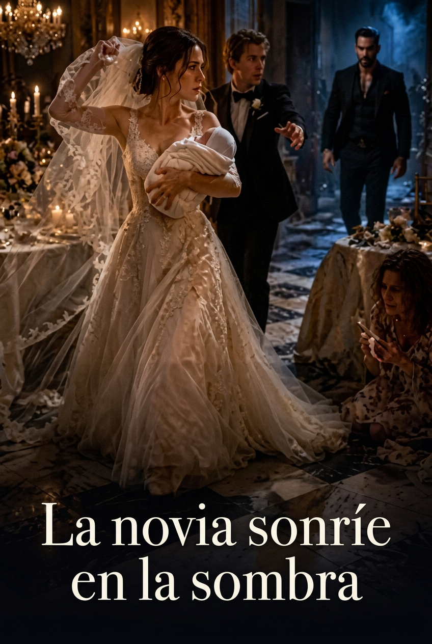 La novia sonríe en la sombra