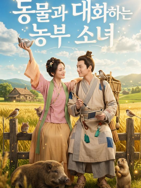 동물과 대화하는 농부 소녀