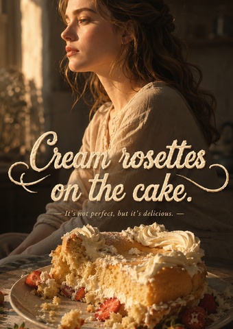 Crean rosettes on the cake