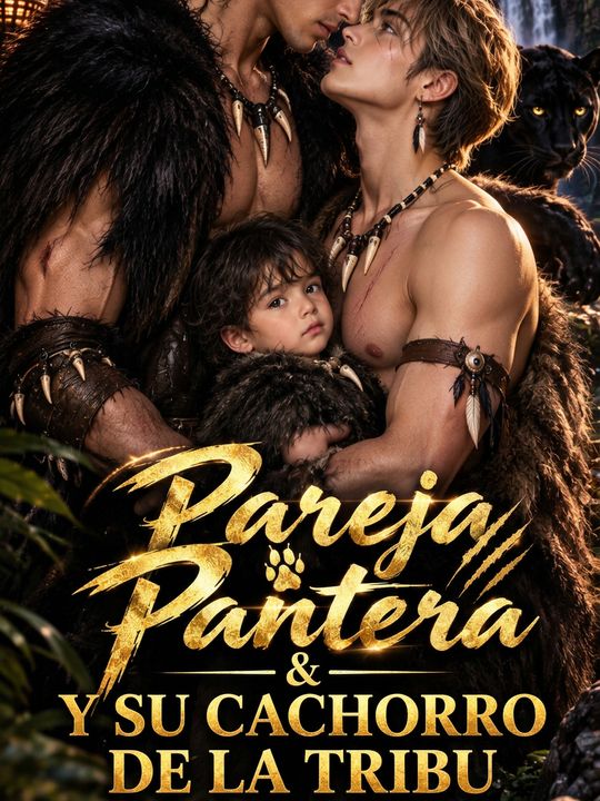 Pareja pantera y su cachorro de la tribu