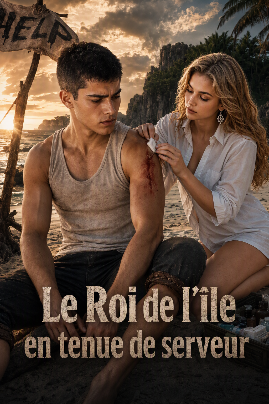 Le Roi de l'île en tenue de serveur